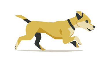 köpek beyaz arkaplan vektör illüstrasyonunda tasma ile çalışıyor