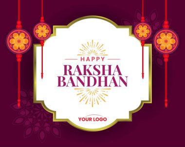 Dekoratif Rakhi ve Canlı Renklerle Mutlu Raksha Bandhan Bayrağı