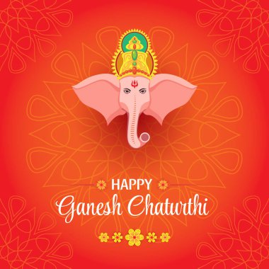 Ganesh Chaturthi Lord Ganesha 'yla Dekoratif Portakal Arkaplanı Fotoğrafları