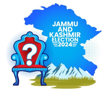 Jammu ve Kashmir Seçim 2024 Taht İllüstrasyonu ve Soru İşareti Sembolü
