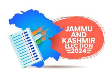 Jammu ve Kashmir Seçim 2024 Oy Verme ve Devlet Haritası İllüstrasyonu