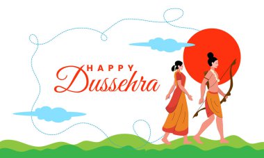 Dussehra, Ram ve Sita ile Güneşin Önünde Kutlama ve Arkaplanda Bulutlar