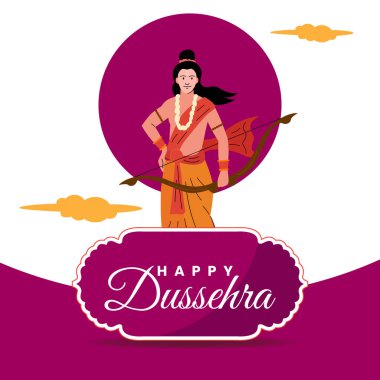 Zarif Mutlu Dussehra Lord Ram 'ı Pembe Arkaplanda Yay ve Ok ile selamlıyor