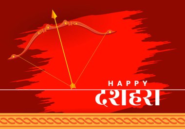 Golden Bow and Arrow on Red Background for Happy Dussehra Greeting and Festival Poster clipart