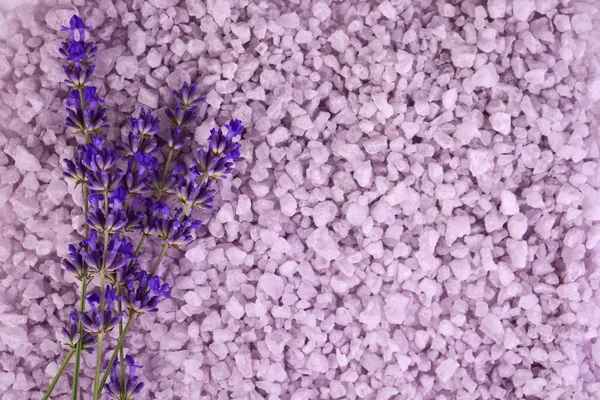 Badsalt Med Lavendelarom Bakgrund Kopiera Utrymme — Stockfoto