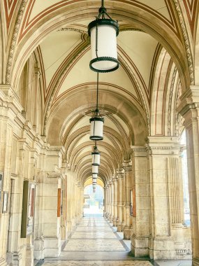 Lanterns in the gallery of the University of Vienna, Austria clipart