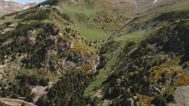 Viagem Aérea Tirar Fôlego Sobrevoando Desfiladeiro Sereno Montanha Com Florestas — Vídeo de Stock