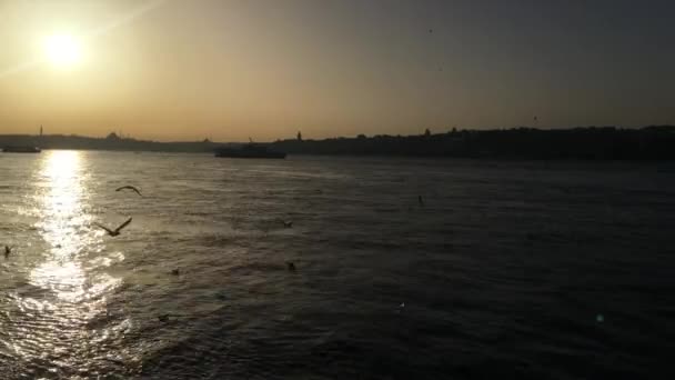 Promenade Long Rive Skdar Istanbul Regardant Dessus Bosphore Dans Zone — Video
