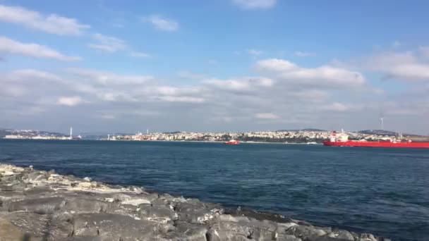 Egy Nagy Hajó Amely Konténerekkel Van Megrakodva Törökországi Isztambulban Található — Stock videók