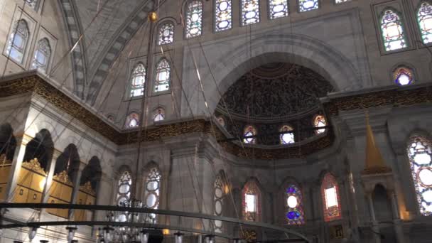 Прекрасний Інтер Мечеті Нуросманіє Nuruosmaniye Стамбулі Туреччина Елегантний Білий Мармур — стокове відео