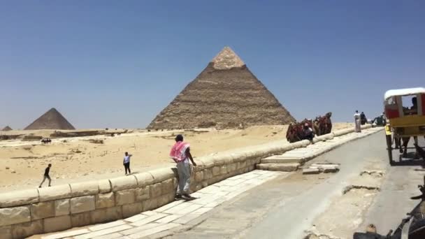 Mai 2021 Nekropole Von Gizeh Kairo Ägypten Mit Pferd Und — Stockvideo