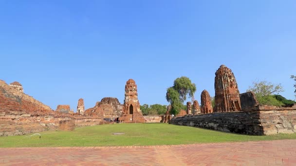 Grudnia 2019 Wat Mahathat Ayutthaya Tajlandia Bardzo Mało Turystów Słynnych — Wideo stockowe