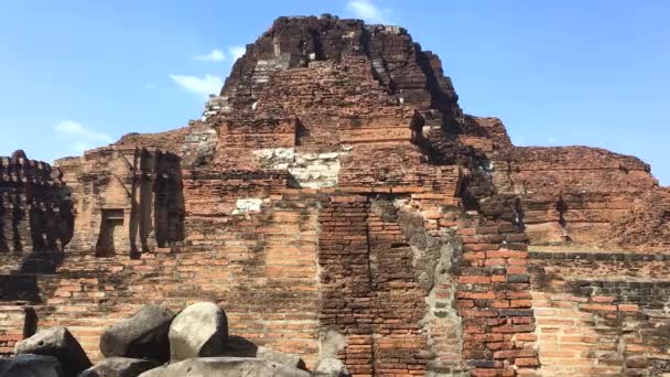 Diciembre 2019 Wat Mahathat Ayutthaya Tailandia Sitio Turístico Casi Vacío — Vídeos de Stock