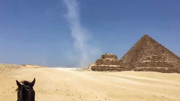2021년 28일 Giza Necropolis 카이로 이집트 Giza에서 스핑크스와 피라미드 주위에 — 비디오