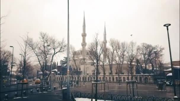 2021年2月14日 イスタンブール トルコ バレンタインデーのウェットスノーフレリー 街中の景色 — ストック動画