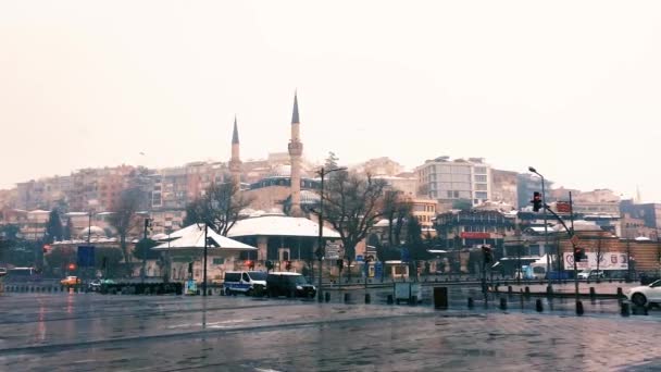 Şubat 2021 Stanbul Türkiye Sevgililer Gününde Yağışlı Bir Kar Yağışı — Stok video