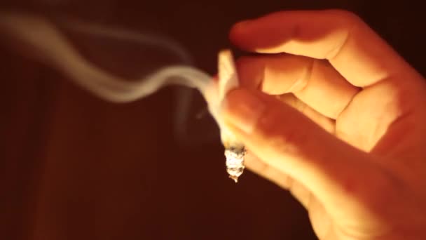 2024年3月7日 加拿大安大略省邓维尔 牵着和传递大麻香烟或大麻的手 — 图库视频影像