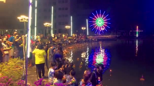 Noiembrie 2021 Nonthaburi Thailanda Festivalul Loi Krathong Avut Loc Fiecare — Videoclip de stoc