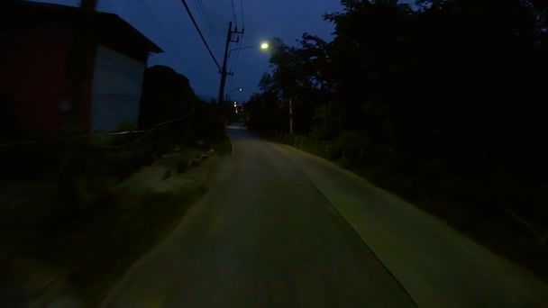 January 2024 Chalong Phuket Thailand Driving Night Dimly Lit Rural — Stock Video