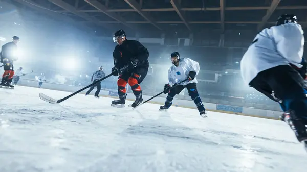 Ice Hockey Rink Arena Professional Players Different Teams Fighting Puck — Stock Photo, Image
