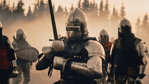 Epic Armies Medieval Knights Battlefield Clash Plate Body Armored Warriors — Fotografia de Stock