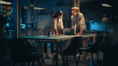 Ofiste Küçük Yaratıcı Takım Toplantısı. Genç Proje Yöneticisi Denetledikleri ve Tartıştıkları Belgeleri Başkanıyla Getiriyor