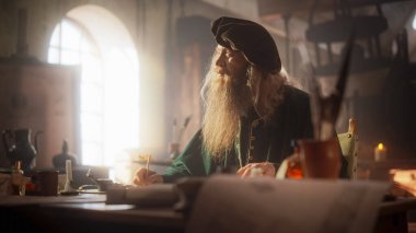 Felsefede Tarihsel Kişiliğin Temsil Edilişi Çalışmasında Yeni Kitabını Yazıyor. Rönesans Bilimadamı bir sonraki buluşu yaratıyor.