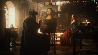 Tarihsel Anın Yeniden Yaratılışı: Ressam Leonardo da Vinci, Mona Lisa 'nın Resmine Hayat Veren Güzel Model