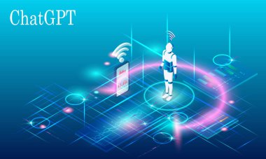 Artificial Intelligence(AI) concept with ChatGPT, artificial intelligence chatbot, Machine learning, digital Brain future technology.  Vector Illustration eps10