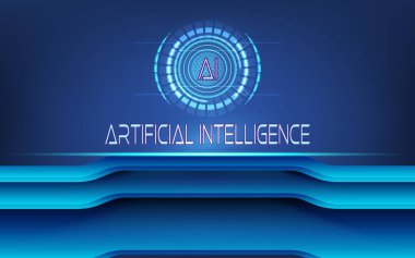 AI Learning and Artificial Intelligence background concept. Assistant Robot, Machine learning, Digital Brain future technology. Vector Illustration eps10