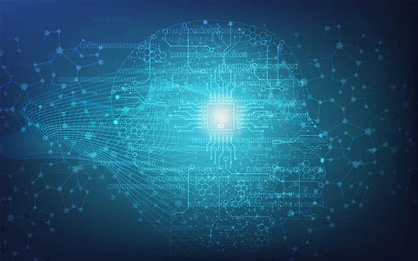 Ai学習と人工知能の背景概念 アシスタントロボット 機械学習 デジタル脳未来技術 ベクターイラストEps10 — ストックベクタ