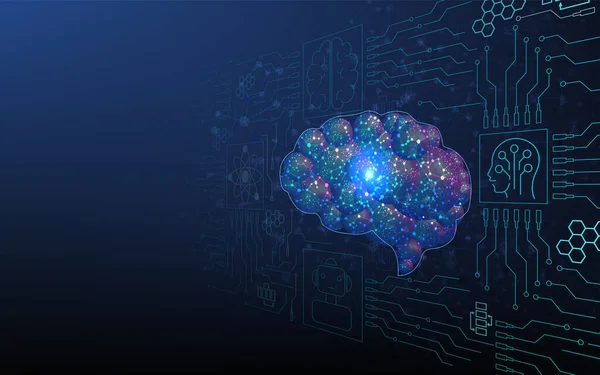 Yapay Zeka 'nın (AI) soyut dijital kavramsal teknoloji arka planı, Dijital Beyin gelecek teknolojisi, Asistan Robot, Makine öğrenimi. Vektör Illustration bölüm 10