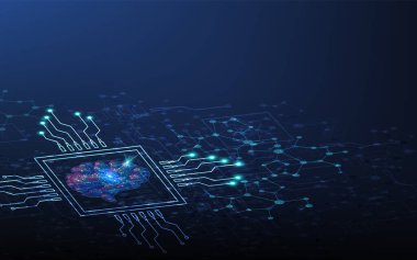 Yapay Zeka 'nın (AI) soyut dijital kavramsal teknoloji arka planı, Dijital Beyin gelecek teknolojisi, Asistan Robot, Makine öğrenimi.