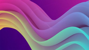 Çok katmanlı sıvı renk 3D dalgalı soyut arkaplan. Yenilik ve Dijital Veri Tasarımı. Vektör illüstrasyonu E10