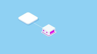 Takım çalışması, proje delegasyonu, online yaratıcı takım çalışması, yazılım geliştirme hizmeti fikrine sahip küresel dış kaynak kavramı. 2B izometrik Canlandırma