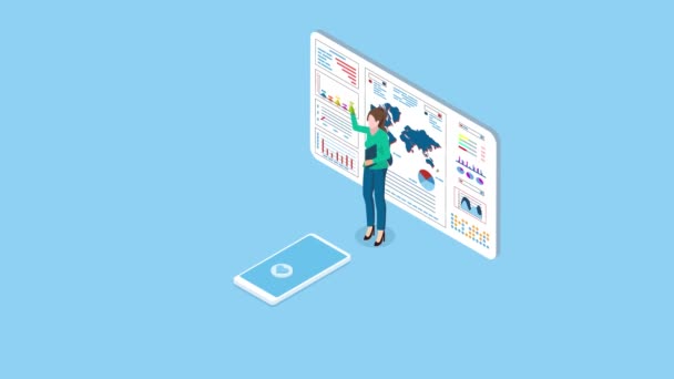 Közösségi Média Monitoring Analitikai Eszközök Woman Magyarázza Seo Marketing Kutatási — Stock videók