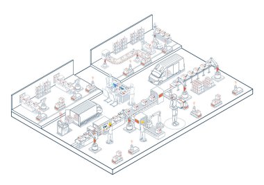 Endüstrideki akıllı depolar 4.0 AI ve AGVs otomatik üretim, ulaşım ve lojistik için kaldıraç.