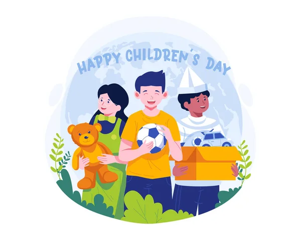 Szczęśliwego Dnia Dziecka Obchodzone Corocznie Cześć Dzieci Całym Świecie Ilustracja — Wektor stockowy