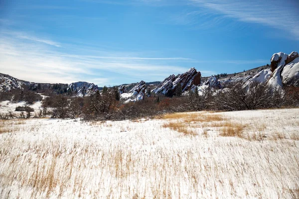 科罗拉多州的罗克斯堡州立公园冬季被雪覆盖 — 图库照片
