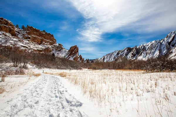 Парк Роксборо Колорадо Зимой Покрыт Снегом — стоковое фото