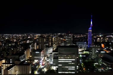 The night view of city of Fukuoka, Japan clipart