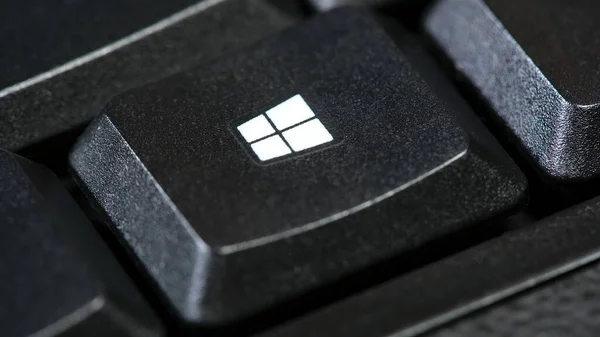 Логотип Microsoft Windows Клавиша Операционной Системы Простой Черной Клавиатуре Настольного — стоковое фото