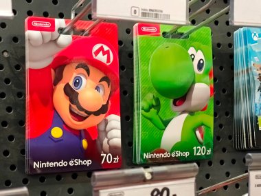 Mario ve Yoshi karakterleri yeni Nintendo Mağazası eShop kuponları kapatma detayları, Nintendo Switch oyunları için dijital hediye kartları, ünlü oyun karakterleri