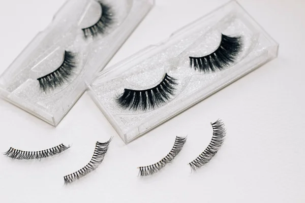 stock image False decorative eyelashes on a white background.