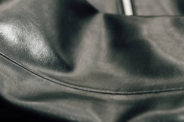 Fekete Textúra Öko Puha Bőr Divatos Kabát — Stock Fotó