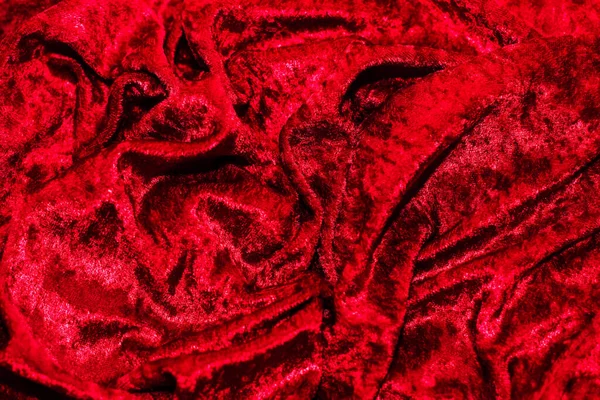 Texture Red Velor Corduroy Fabric Folds — Stock Photo, Image