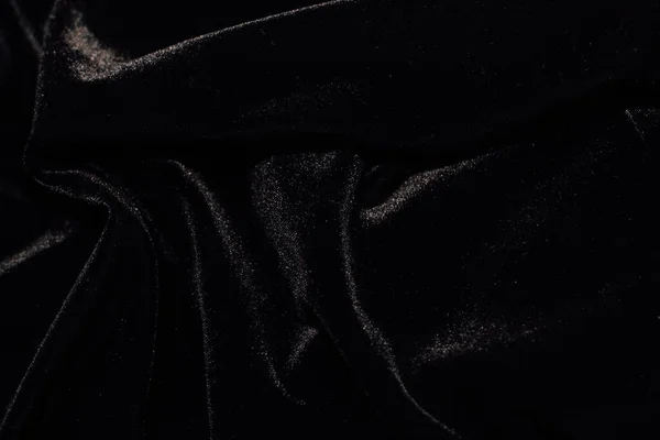 Texture Black Velor Corduroy Fabric Folds — Stock Photo, Image