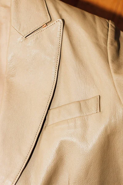 stock image Brown leather jacket texture, genuine soft leather.