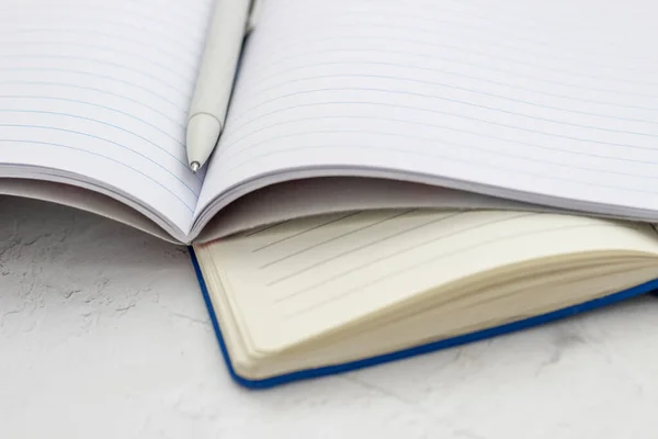 Długopis Znajduje Się Notatniku Pojęcie Badania Zarządzanie Czasem — Zdjęcie stockowe