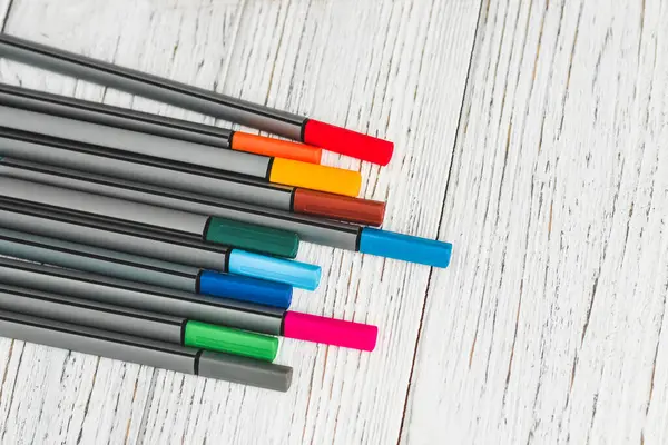 stock image Colored felt-tip pens liners for drawing and creativity.